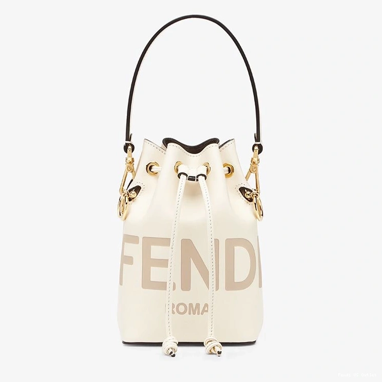 Cheap HOT Calf Bag ROMA Leather In Mon Tresor Bucket Logo Fendi White Mini 0813